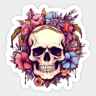 Floral Skull Sticker